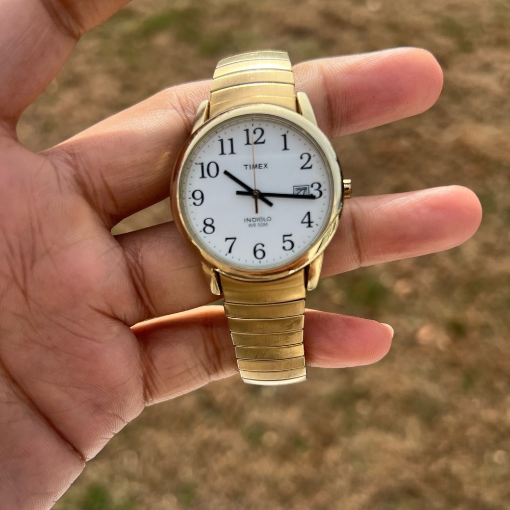 Timex unisex gold adjustable band watch day date